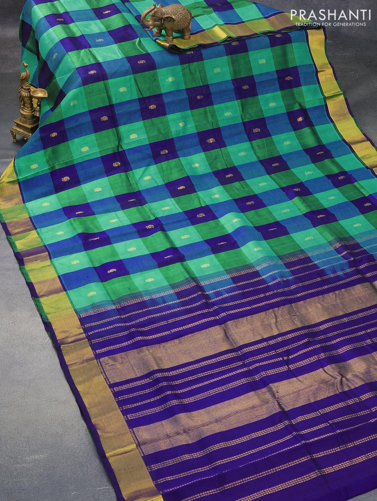 Pure Katan Silk Banarasi Saree in Black and White Checks with Contrast