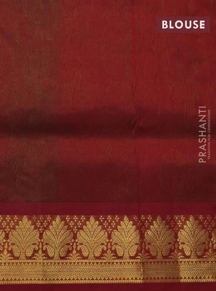 Silk cotton saree green and maroon with allover self emboss jacquard and floral zari woven border - {{ collection.title }} by Prashanti Sarees