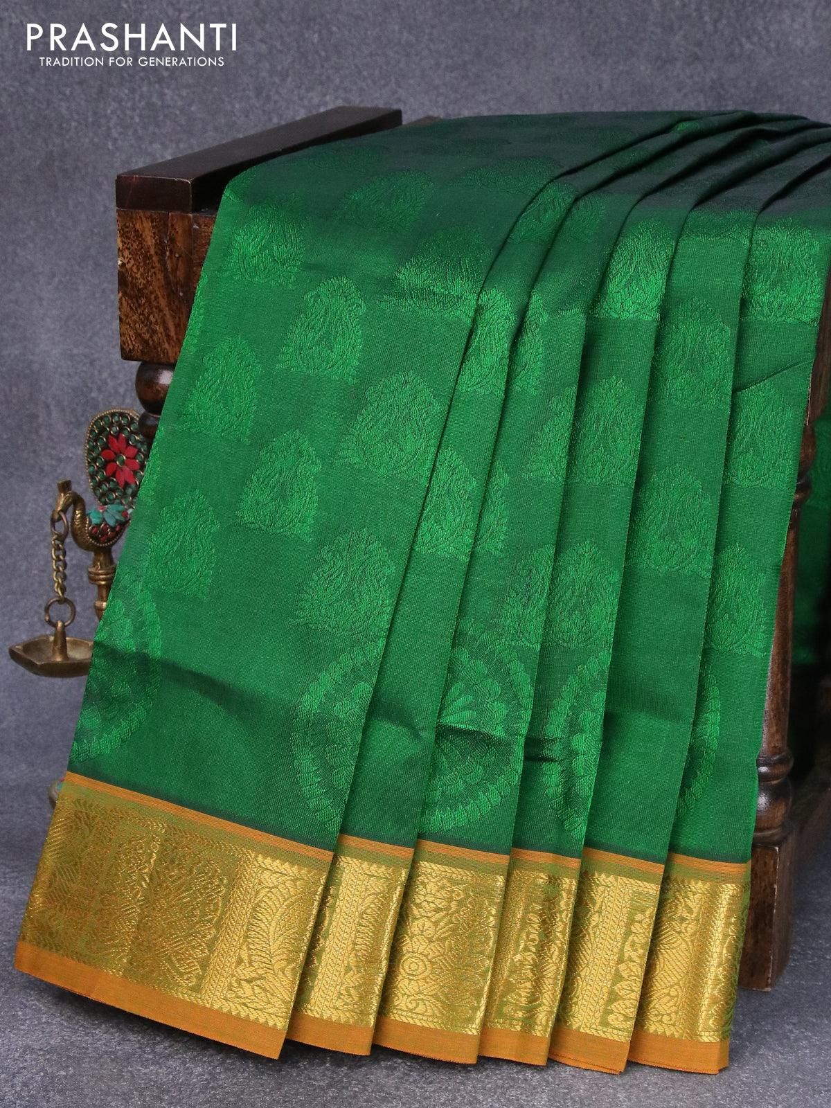 Casual, Traditional Green color Cotton fabric Saree : 1887807