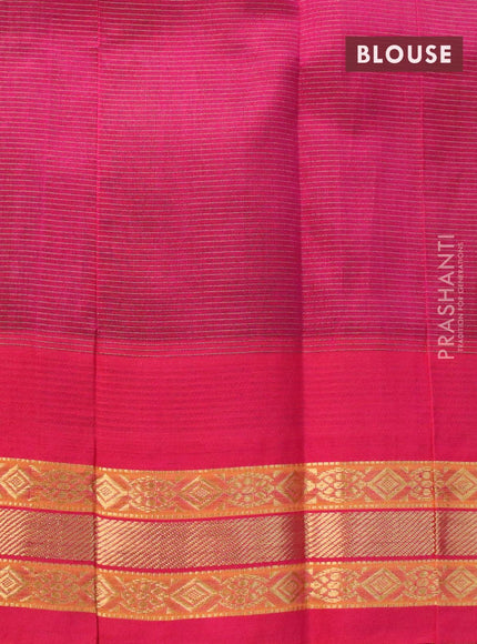 Silk cotton saree green and pink with allover vairosi pattern and temple design zari woven korvai border - {{ collection.title }} by Prashanti Sarees