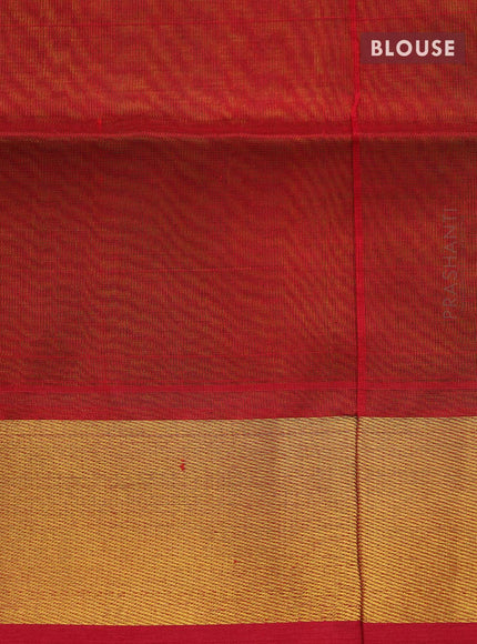 Silk cotton saree green and red with plain body and zari woven border - {{ collection.title }} by Prashanti Sarees