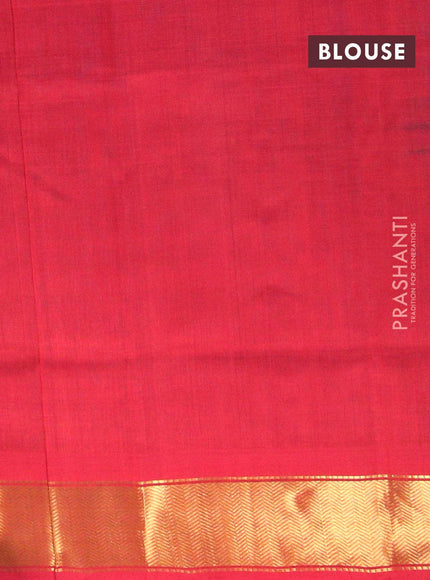 Silk cotton saree light blue and red with plain body and zari woven border - {{ collection.title }} by Prashanti Sarees