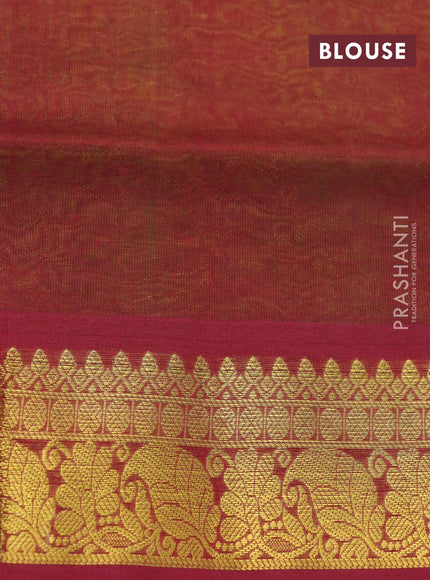 Silk cotton saree light green and maroon with allover self emboss jacquard and zari woven border - {{ collection.title }} by Prashanti Sarees