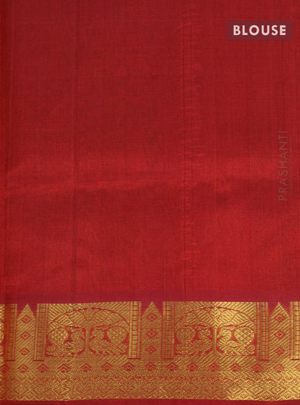 Silk cotton saree light green and maroon with plain body and annam zari woven border - {{ collection.title }} by Prashanti Sarees