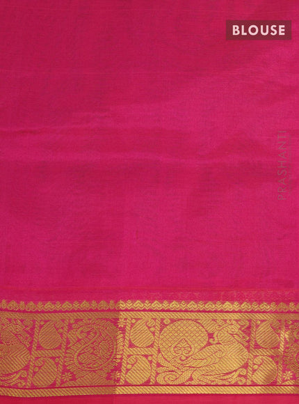 Silk cotton saree light green and pink with plain body and annam zari woven border - {{ collection.title }} by Prashanti Sarees