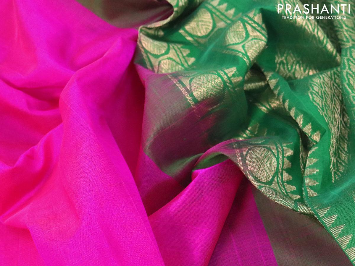 Buy Light Sandal Color Kanjeevaram Silk Saree with Double Side Korvai and  Putta Handloom At IndyVogue