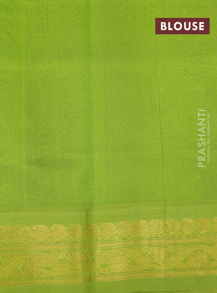 Silk cotton saree maroon and light green with plain body and zari woven korvai border - {{ collection.title }} by Prashanti Sarees