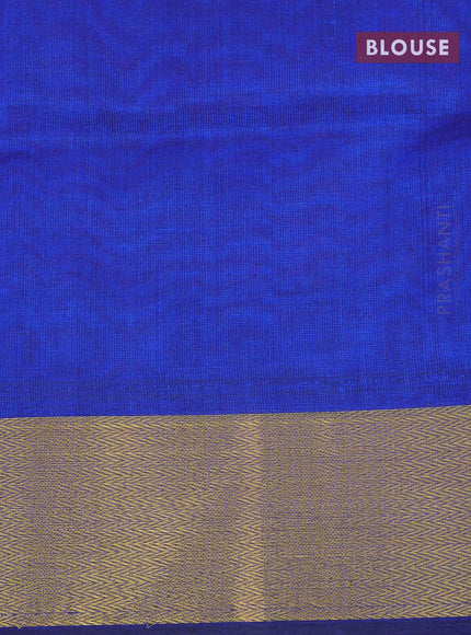 Silk cotton saree red and blue with plain body and zari woven border - {{ collection.title }} by Prashanti Sarees