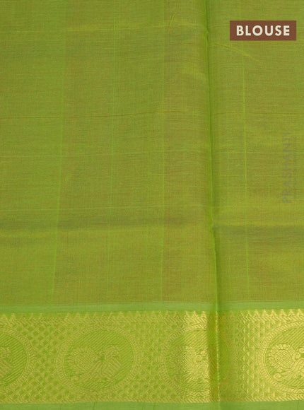 Silk cotton saree red and light green with plain body and annam zari woven border - {{ collection.title }} by Prashanti Sarees