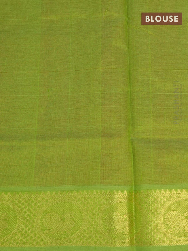 Silk cotton saree red and light green with plain body and annam zari woven border - {{ collection.title }} by Prashanti Sarees