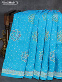 Silk saree light blue with allover bandhani prints & french knot work - {{ collection.title }} by Prashanti Sarees