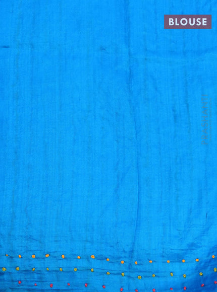 Silk saree light blue with allover bandhani prints & french knot work - {{ collection.title }} by Prashanti Sarees