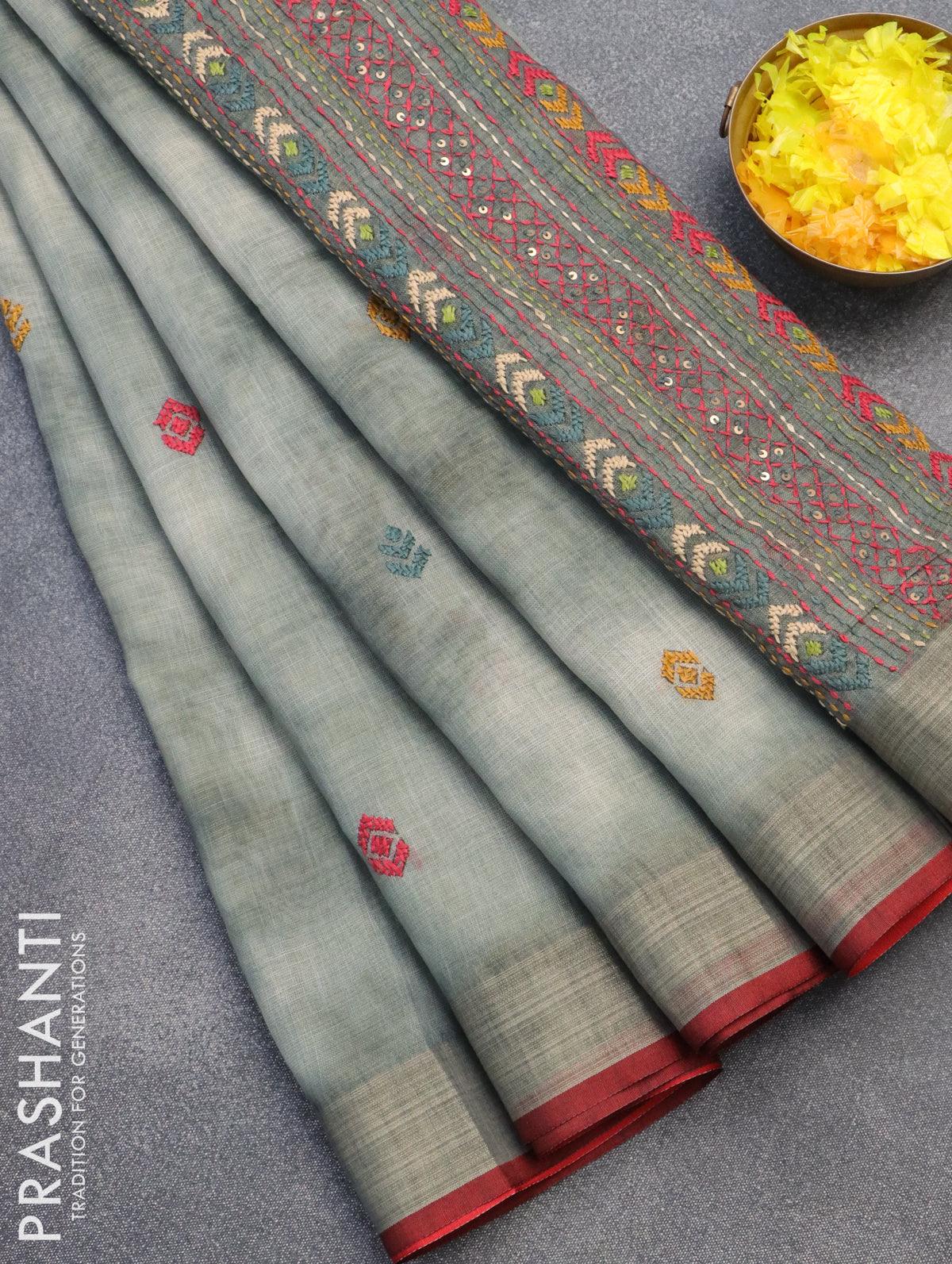 pure linen sarees - Prashanti Sarees