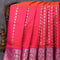 Venkatagiri silk saree dual shade of pinkish orange and pink with allover silver zari woven butta weaves and silver zari woven floral border - {{ collection.title }} by Prashanti Sarees