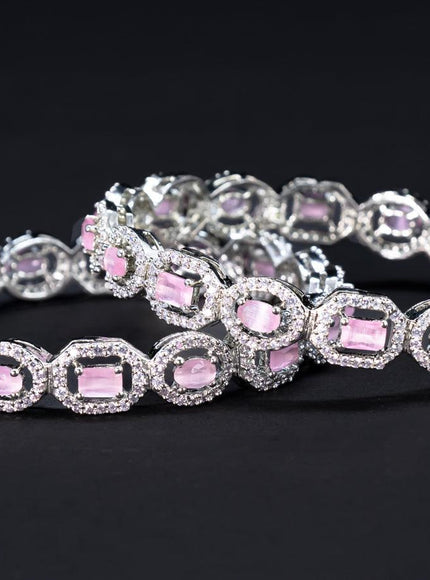 Zircon bangles with baby pink and cz stones - {{ collection.title }} by Prashanti Sarees