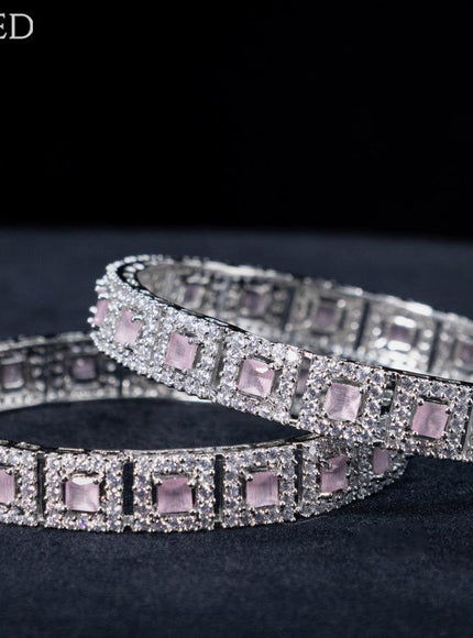 Zircon bangles with baby pink and cz stones - {{ collection.title }} by Prashanti Sarees