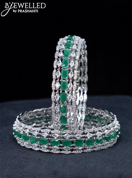 Zircon bangles with emerald and cz stones - {{ collection.title }} by Prashanti Sarees