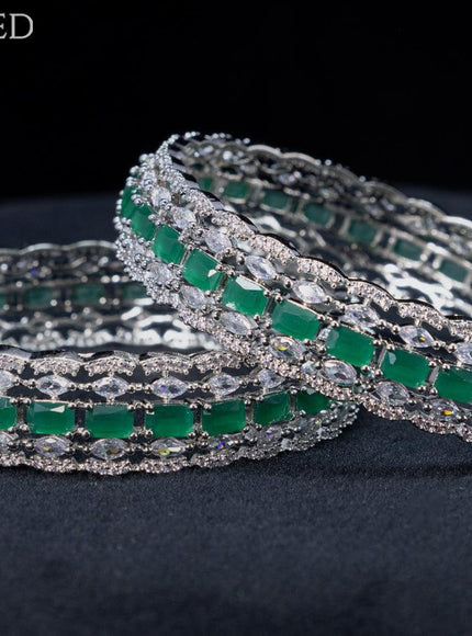 Zircon bangles with emerald and cz stones - {{ collection.title }} by Prashanti Sarees