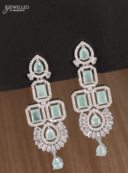 Zircon choker mint green and cz stones with hangings - {{ collection.title }} by Prashanti Sarees