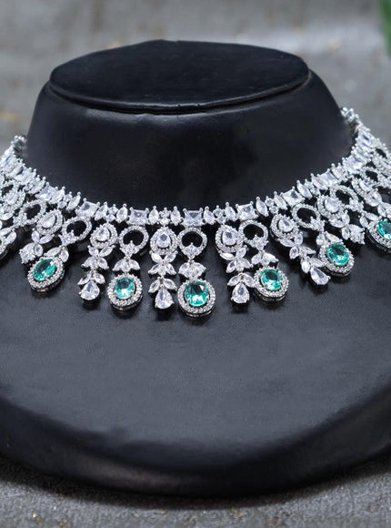 Zircon choker with ice blue and cz stones - {{ collection.title }} by Prashanti Sarees