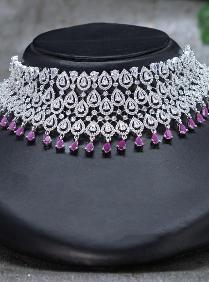 Zircon choker with ruby and cz stones - {{ collection.title }} by Prashanti Sarees