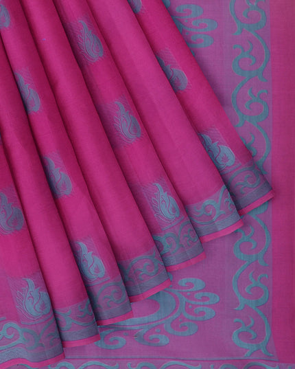 Coimbatore Cotton Butta Saree - Dark Pink