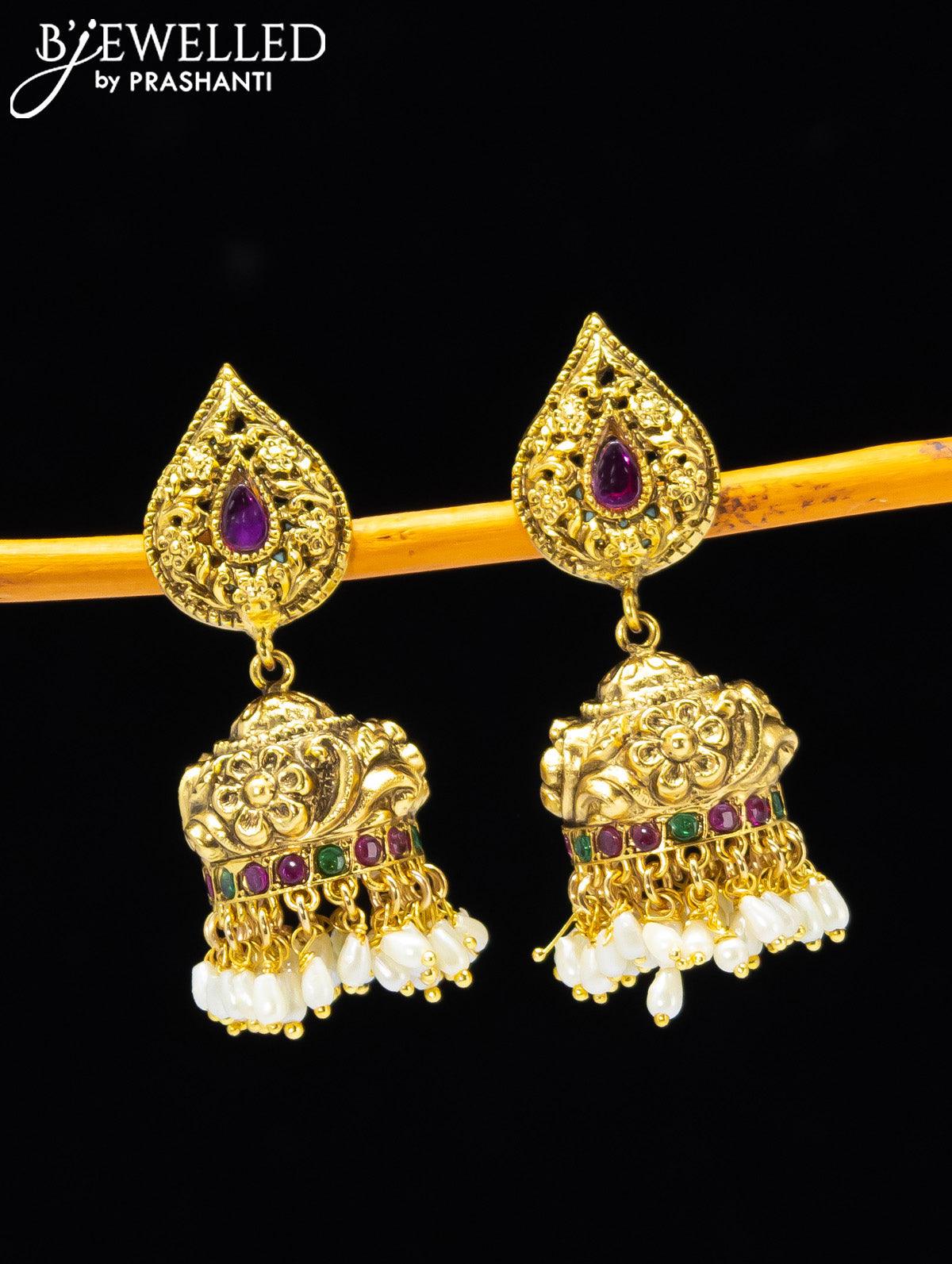 Gold Antique Jhumkas - Jewellery Designs