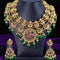 Antique necklace lakshmi and peacock design with kemp stone pendant - {{ collection.title }} by Prashanti Sarees