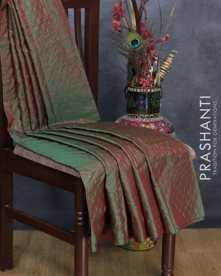 Arani semi silk saree dual shade of green and green with allover copper zari weaves in borderless style - {{ collection.title }} by Prashanti Sarees
