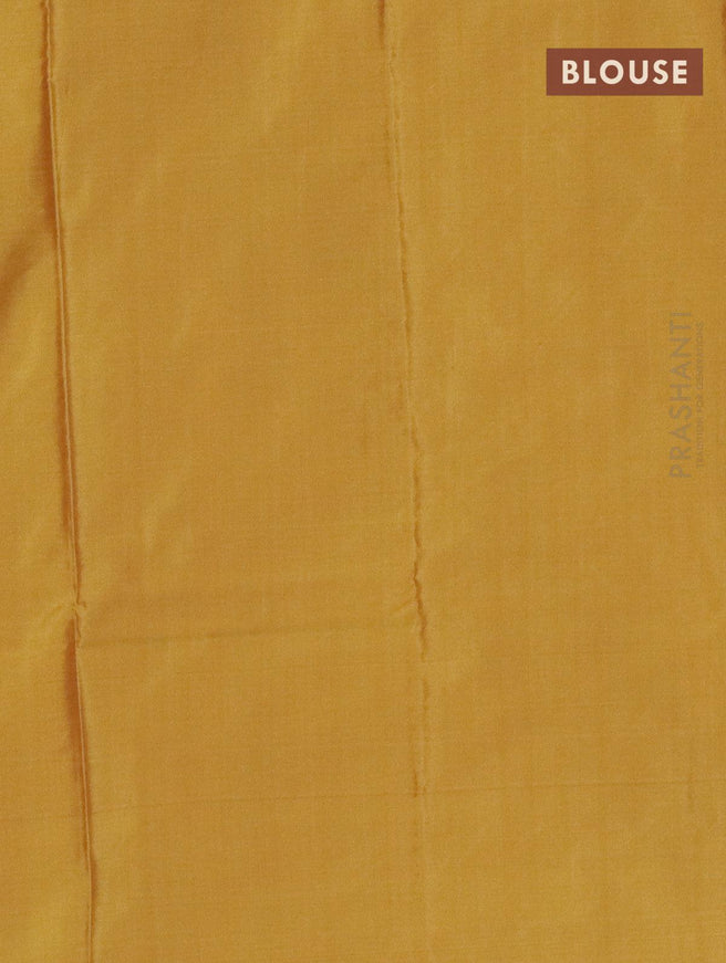 Arani semi silk saree dual shade of green and yellow shade with allover zari weaves in borderless style - {{ collection.title }} by Prashanti Sarees