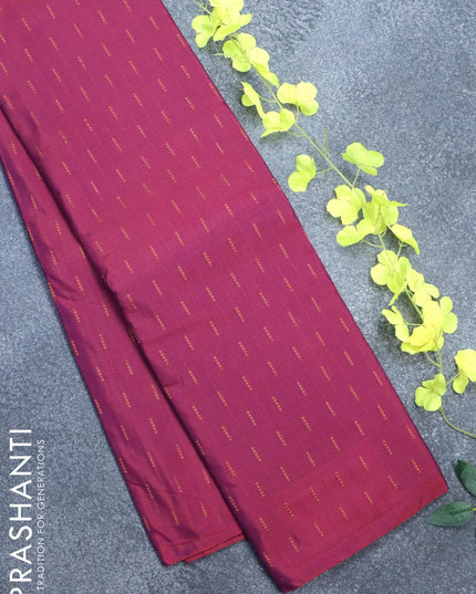Arani semi silk saree dual shade of maroonish blue and red shade with allover copper zari weaves in borderless style - {{ collection.title }} by Prashanti Sarees