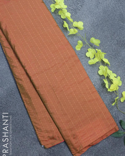 Arani semi silk saree dual shade of pinkish green and pink with allover copper zari weaves in borderless style - {{ collection.title }} by Prashanti Sarees
