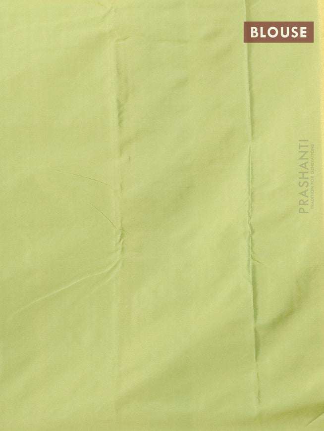 Arani semi silk saree dual shade of yellow and green shade with allover copper zari weaves in borderless style - {{ collection.title }} by Prashanti Sarees