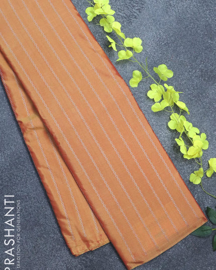 Arani semi silk saree dual shade of yellowish pink and dual shade of yellowish blue with allover silver zari weaves in borderless style - {{ collection.title }} by Prashanti Sarees