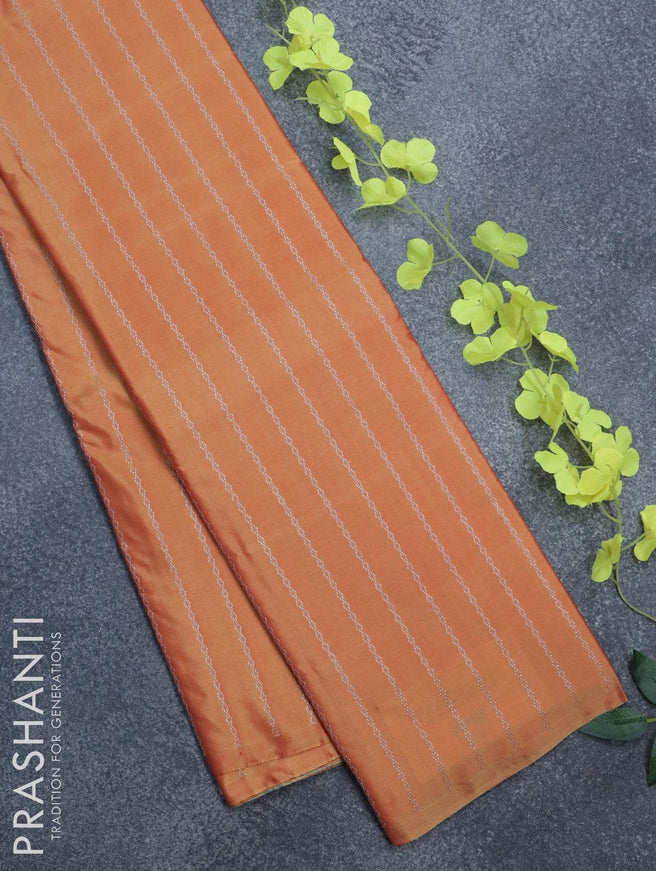 Arani semi silk saree dual shade of yellowish pink and dual shade of yellowish blue with allover silver zari weaves in borderless style - {{ collection.title }} by Prashanti Sarees