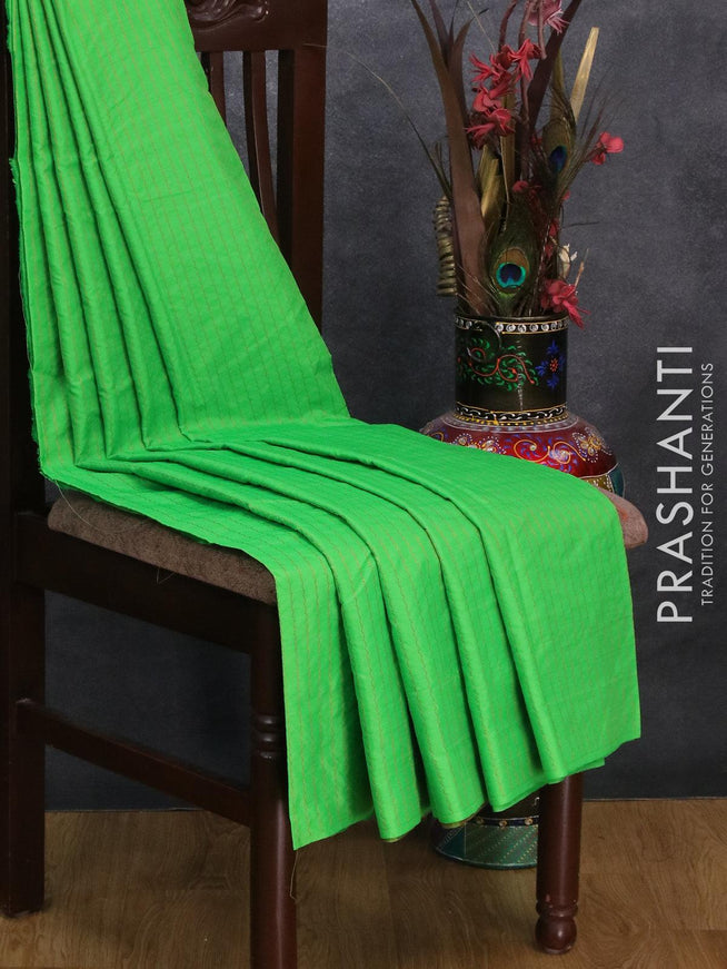 Arani semi silk saree green and dual shade of greenish red with allover copper zari weaves in borderless style - {{ collection.title }} by Prashanti Sarees