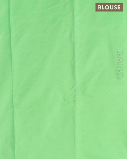 Arani semi silk saree green and green shade with allover copper zari weaves in borderless style - {{ collection.title }} by Prashanti Sarees