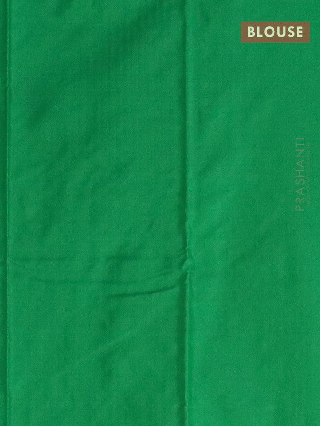 Arani semi silk saree green shade with allover copper zari weaves in borderless style - {{ collection.title }} by Prashanti Sarees