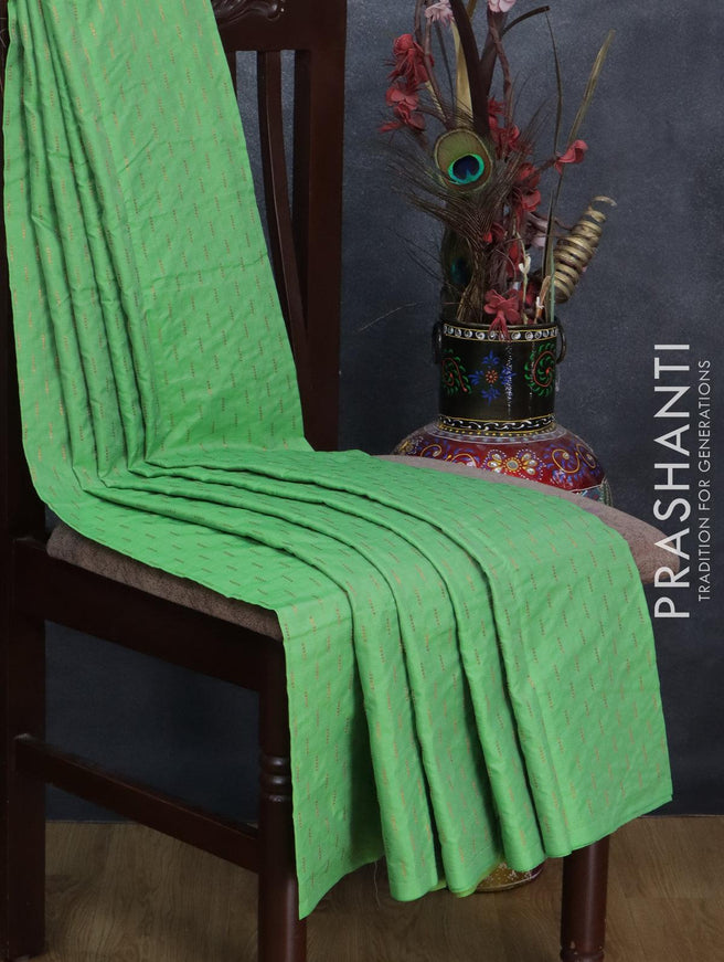 Arani semi silk saree green with allover copper zari weaves in borderless style - {{ collection.title }} by Prashanti Sarees