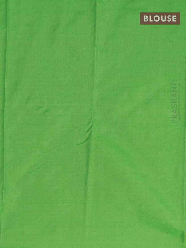 Arani semi silk saree green with allover copper zari weaves in borderless style - {{ collection.title }} by Prashanti Sarees