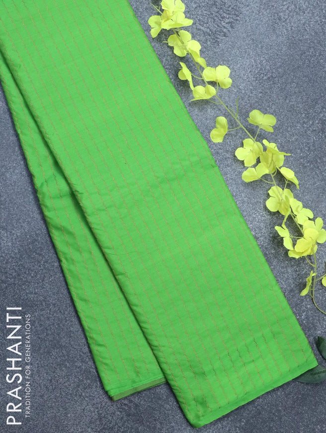 Arani semi silk saree light green with allover copper zari weaves in borderless style - {{ collection.title }} by Prashanti Sarees