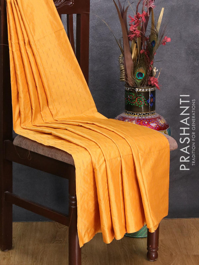 Arani semi silk saree mango yellow and dual shade of purple with copper zari woven butta weaves in borderless style - {{ collection.title }} by Prashanti Sarees