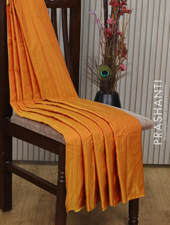 Arani semi silk saree mustard yellow with allover copper zari weaves in borderless style - {{ collection.title }} by Prashanti Sarees