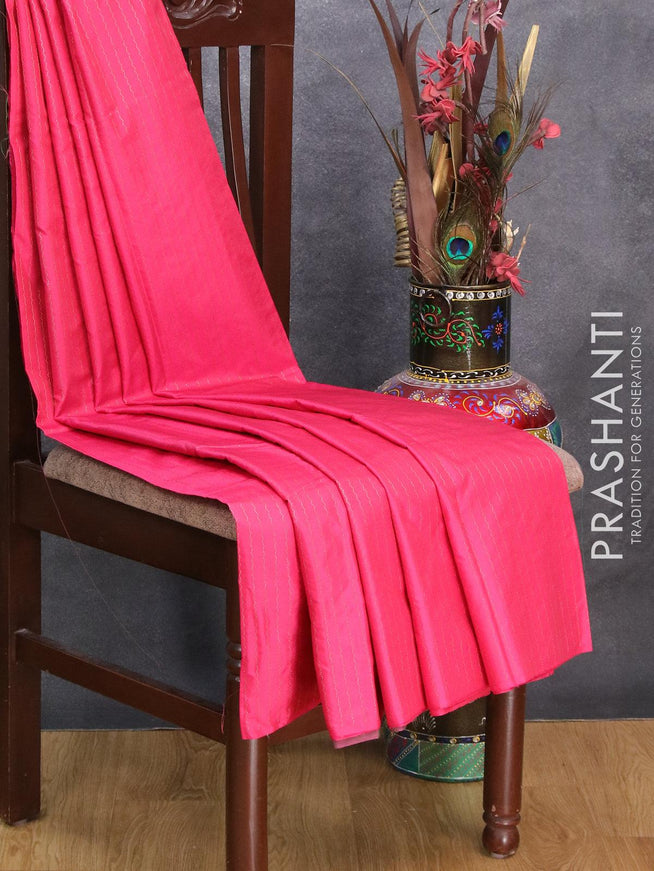 Arani semi silk saree pink and dual shade of green with allover copper zari weaves in borderless style - {{ collection.title }} by Prashanti Sarees