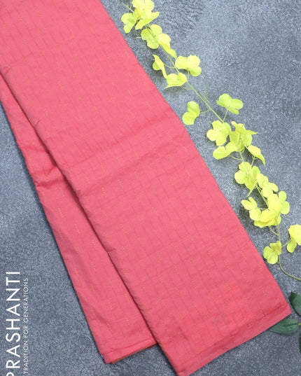 Arani semi silk saree pink shade and dual shade of green with copper zari woven butta weaves in borderless style - {{ collection.title }} by Prashanti Sarees