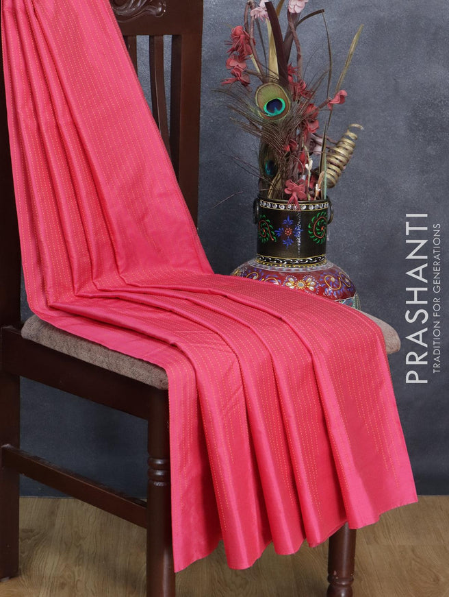 Arani semi silk saree pink with allover thread weaves in borderless style - {{ collection.title }} by Prashanti Sarees