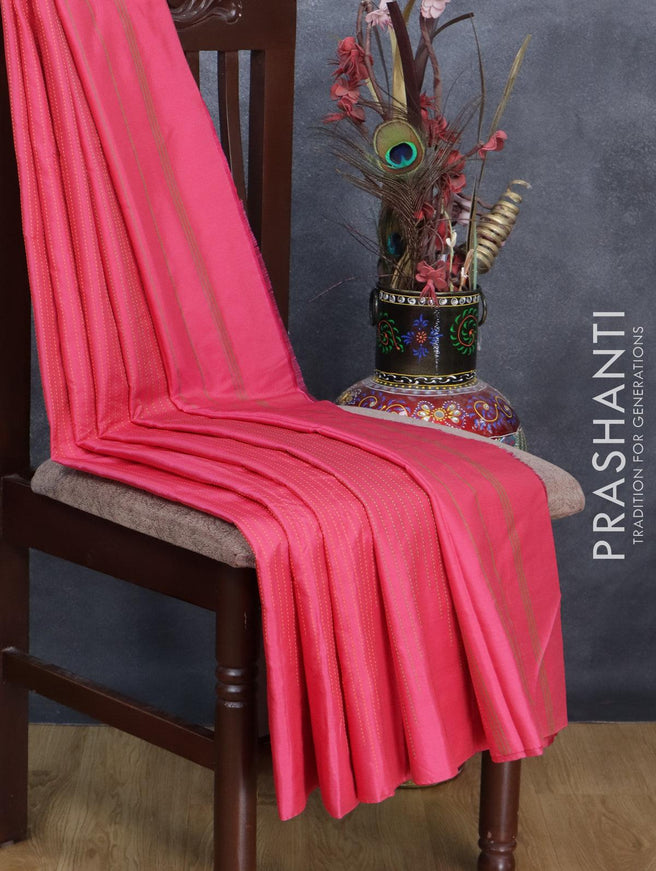 Arani semi silk saree pink with allover thread weaves in borderless style - {{ collection.title }} by Prashanti Sarees