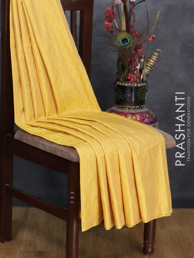 Arani semi silk saree yellow with allover copper zari weaves in borderless style - {{ collection.title }} by Prashanti Sarees