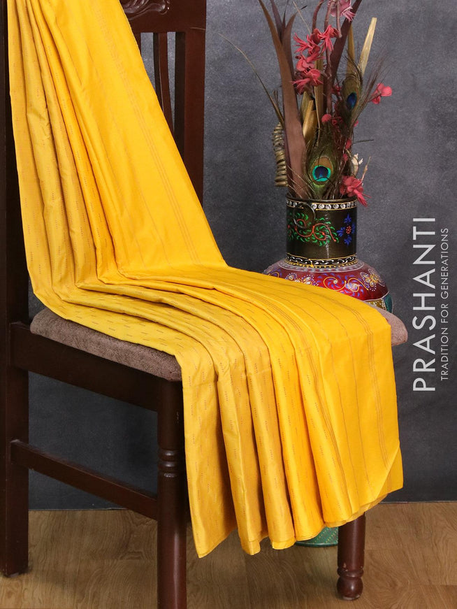 Arani semi silk saree yellow with allover zari woven weaves in borderless style - {{ collection.title }} by Prashanti Sarees