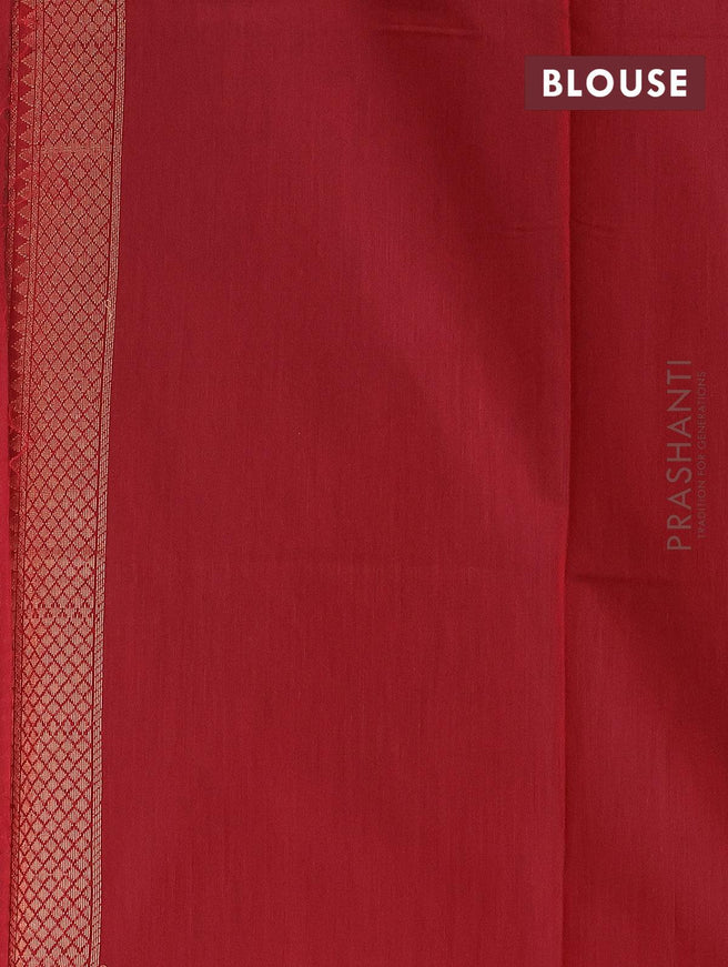 Banarasi semi cotton saree maroon with copper zari woven buttas and zari woven piping border - {{ collection.title }} by Prashanti Sarees